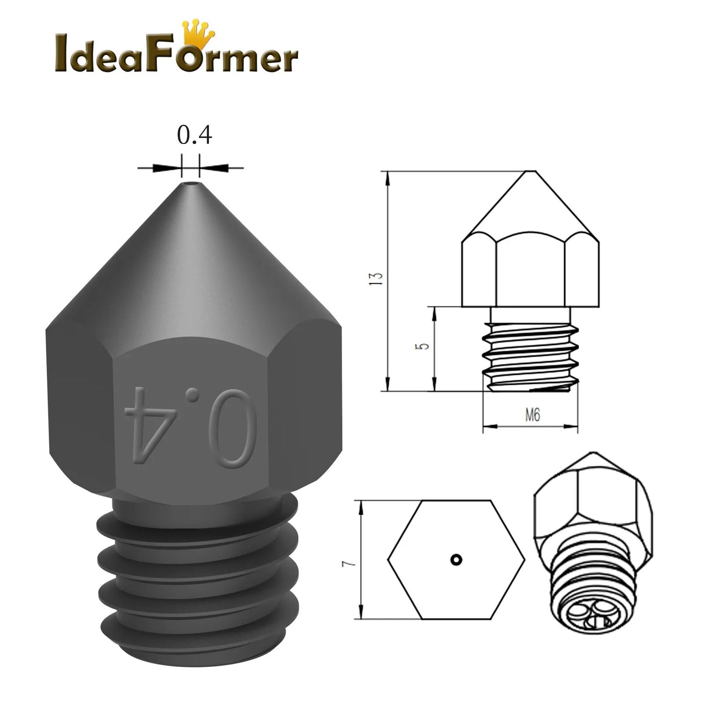 CHT MK8 Nozzles Hardend Steel 0.2/0.3/0.4/0.6/0.8mm